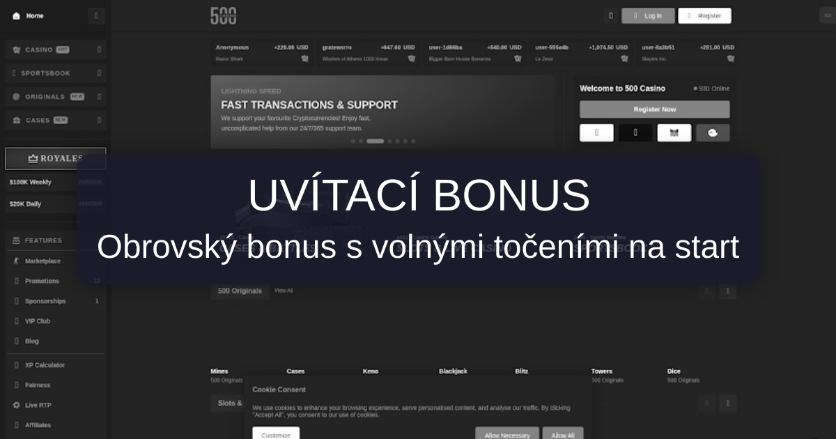 500 Casino welcome bonus